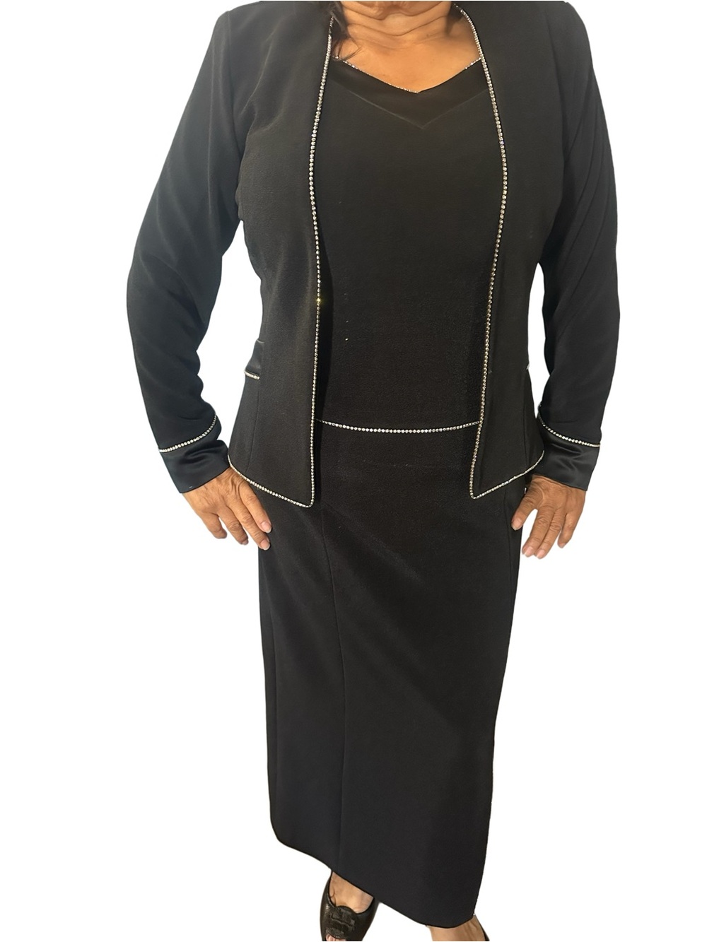 Classic Black Maxi Skirt with Decorative Trim
